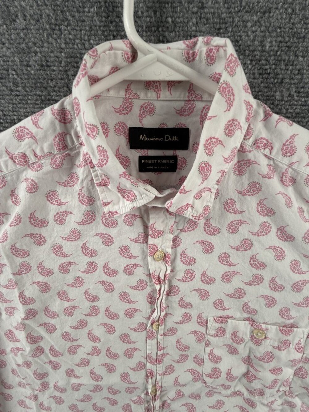 Massimo Dutti Turkey Paisley Medium Finest Fabric Pink Button Up Mens Shirt